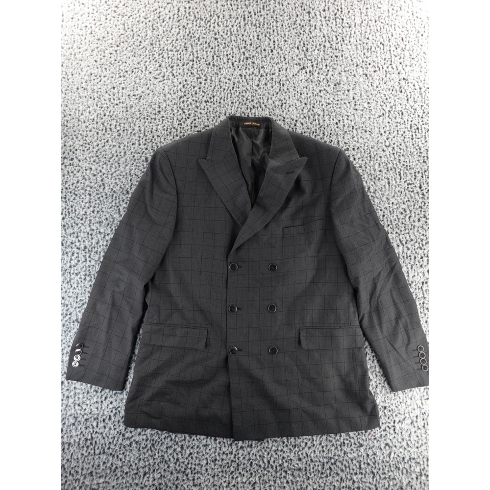 Pierre Laurant Mens Double Breasted Check‎ Pattern Blazer Jacket